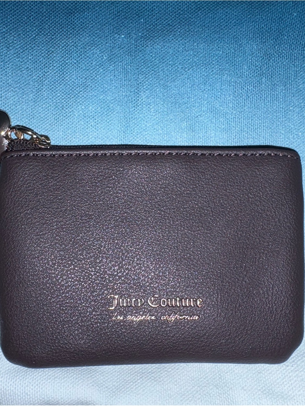 Juicy Couture Small Leather Zip Coin Wallet in black